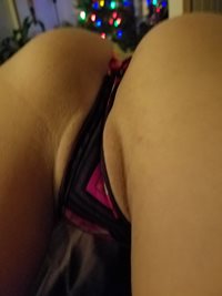 Pull my panties to the side so you can taste my sweet pussy juices