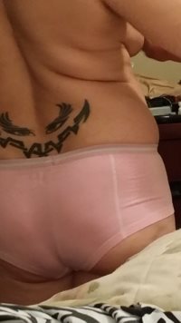 Pink Panties. Now that my rear is flat and saggy my panties are much larger