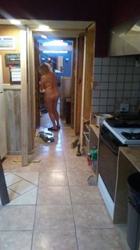 Vickie and work on new door, we love to work naked