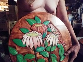 I drew, carved and painted for a table.
