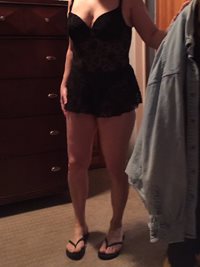 wife in her black negligee