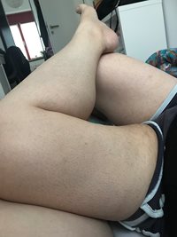 hairy legs and feet of my wife.