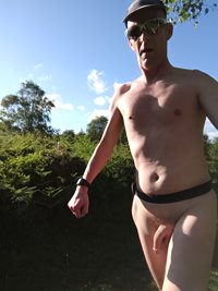 Naked walk out in the countryside