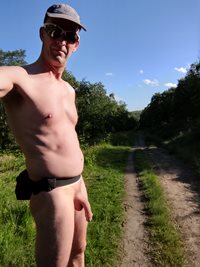 Naked walk out in the countryside