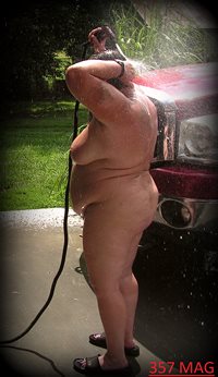 showering in the driveway earlier today. like to join her??