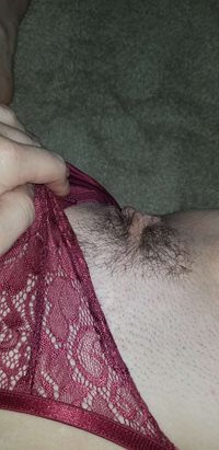 She has the hottest pussy ever. Pulling her panties to the side. Mmmm