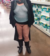My wife flashing in a store