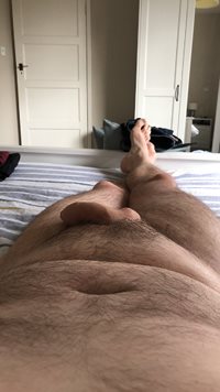 Lying back and relaxing