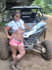 Topless on our trail riding trip