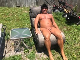 Well just sunbathing naked, backyard, no tan lines! Look the small peewee!
