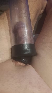 Pumping my cock with cock and ball rings on.