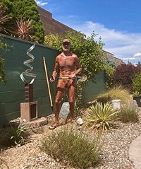 Pushing the boundaries a little, first time nude landscaping in my backyard...