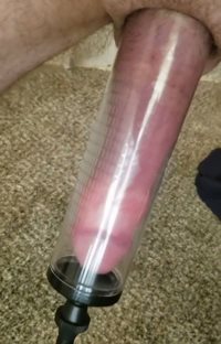 Pumped penis fills entire tube (part 4)