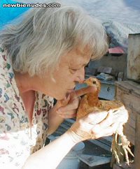 My Wife and my Love with her pet chicken