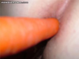 My BBW slut fucking her ass with a carrot!! Comments please?