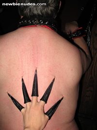 Mistress's New Fearsome Fingers in Her Submissive's Flesh
