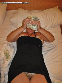 counting some hard earned cash, any ideas how she got it dressed like that?