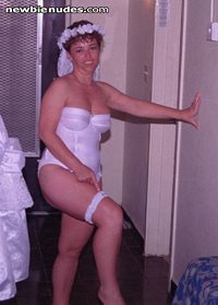 Wife in wedding outfit