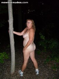 My mature Slut wife outdoors.  Would you like to join us!