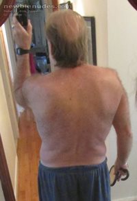 Thankfully the back is fairly hair free. Just a little on my lats (affectio...