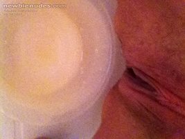 Squirting in a bowl to drink  !! Yummy !!  Want some ??