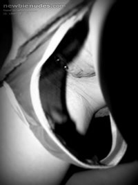 Through my panties black and white