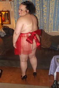 my new red lingerie,pull the bow and all is revieled,bet you love this sreb...