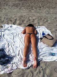 First time wearing thong on the beach