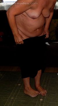 She is my 57 y/o wife.What you think about her small tits.......