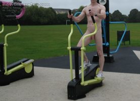 Exercising naked at public park