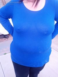 I decided to wear another shirt braless. I was thinking no one can see my h...