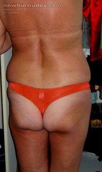 She is my 57 y/o wife.Do you like her panties?Are they too small to her.......