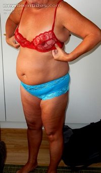 She is my 57 y/o wife.Do you like her   bra and panties.......