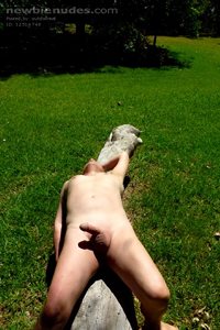 Enjoying the sun on my cock