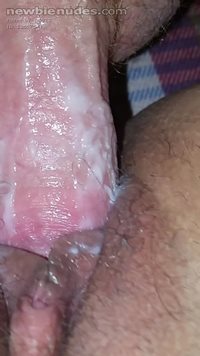 Close up of hubby in my creamy pussy