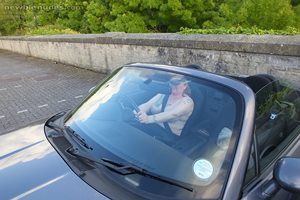 My husband dared me to go out topless in the car with the roof down...... H...