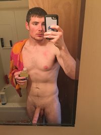 Just out of the shower