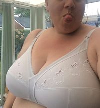 The girlfriends big cleavage and bra.